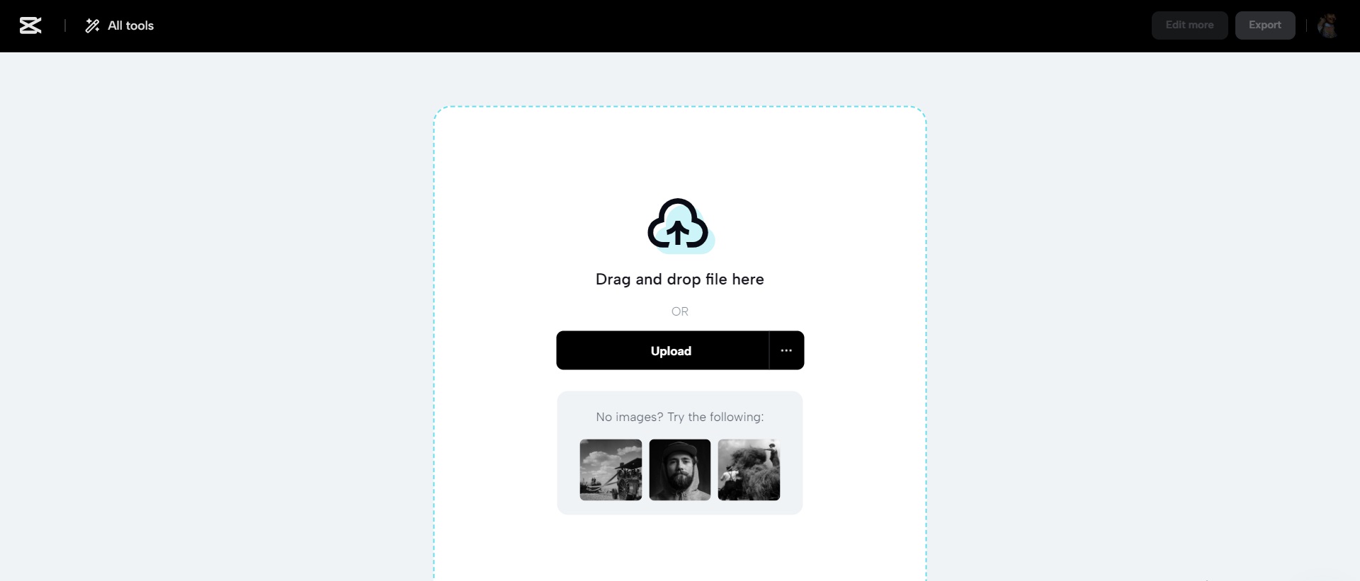 Upload black and white photo