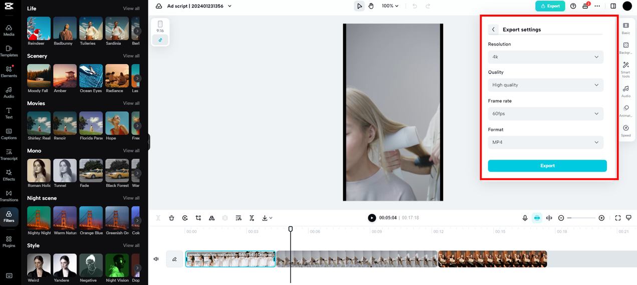 advanced export options