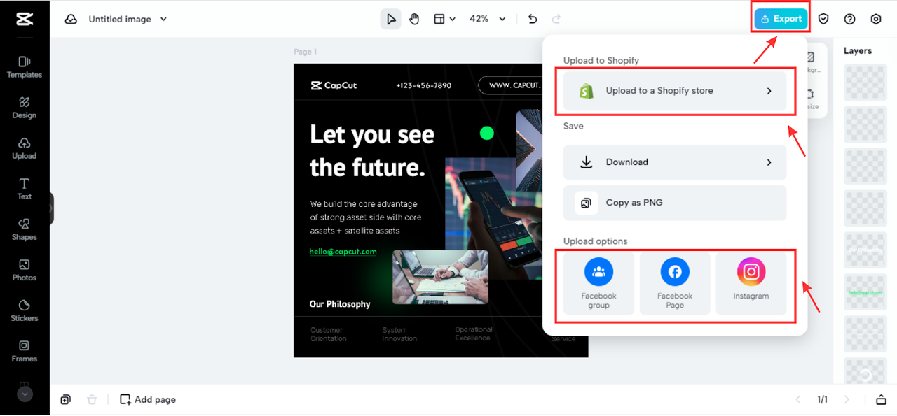 Upload to social platforms