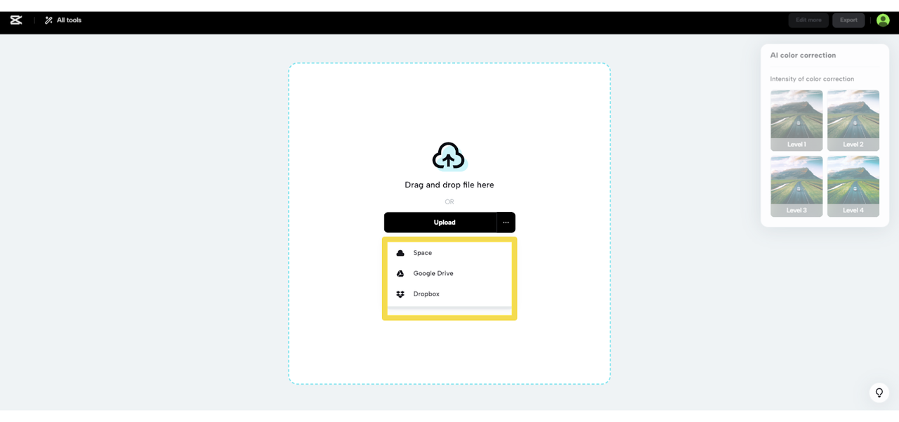 Upload' button' for image import