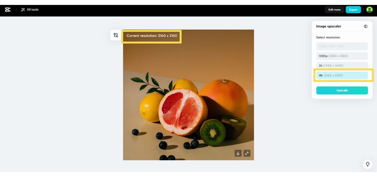 Photo upscaled to 4K resolution