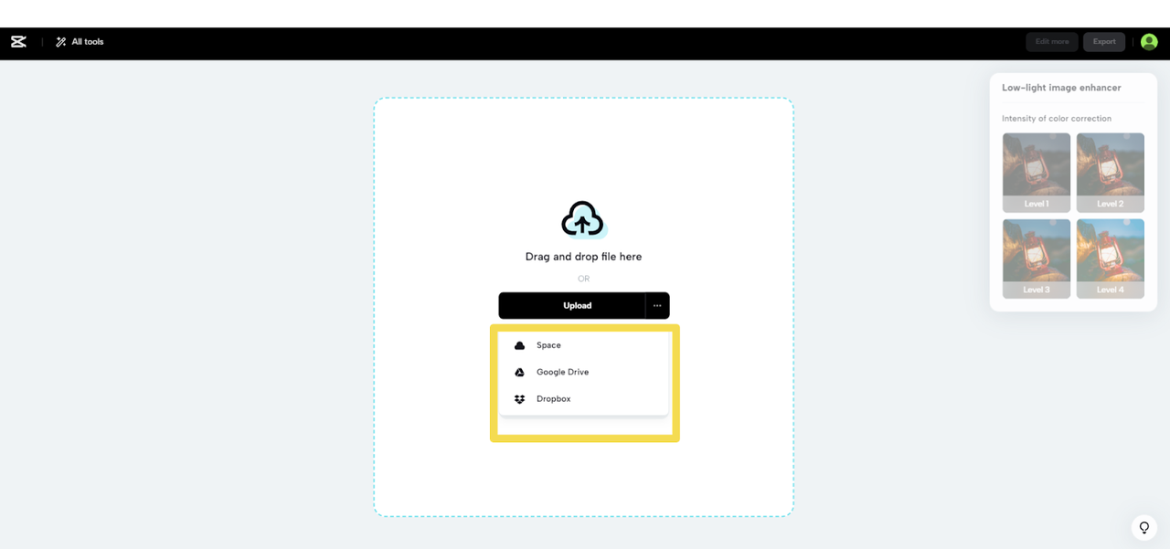 Various upload options