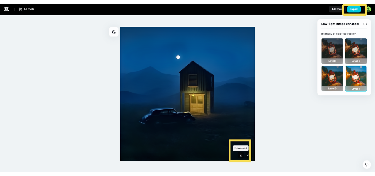 Download or Export enhanced image