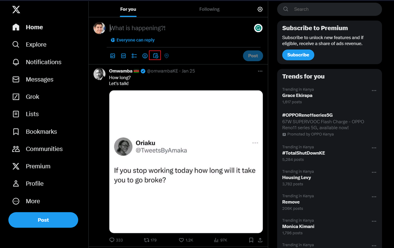 click the tweet scheduler on Twitter