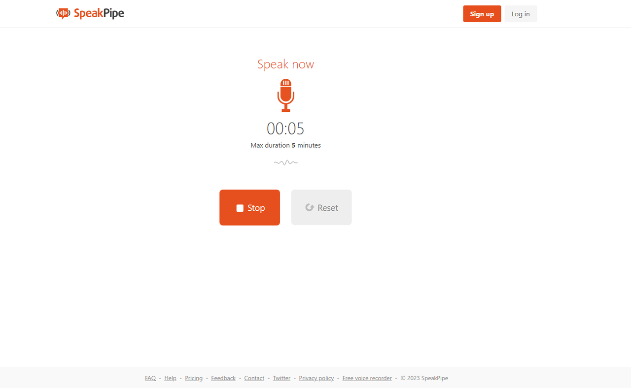 SpeakPipe laptop voice recorder interface