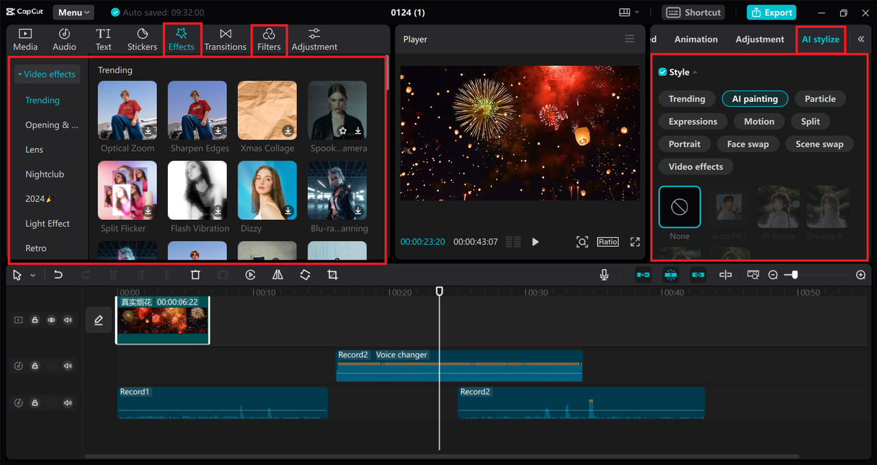 Video templates and AI editing tools on CapCut laptop video editor and voice recorder app for laptop