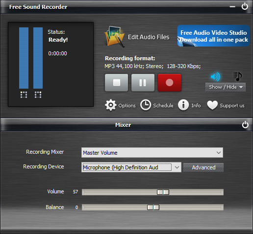 Free Sound Recorder interface