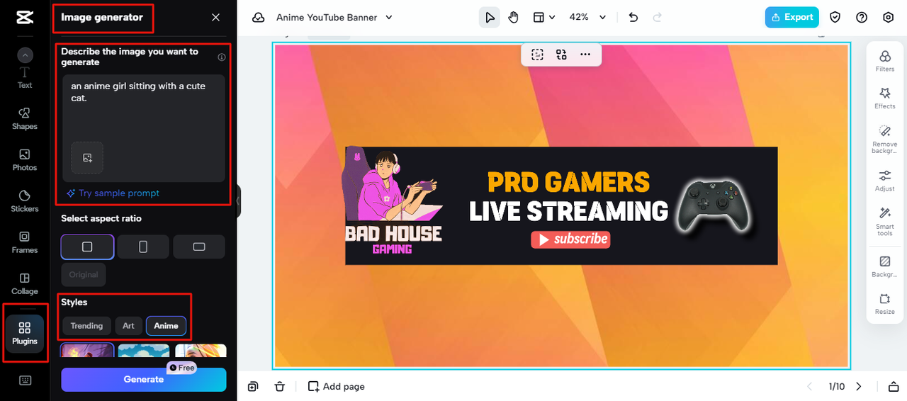 Generat animated images using image generator