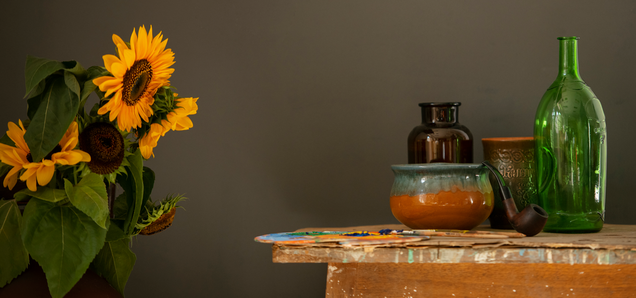 mustard and amber accents