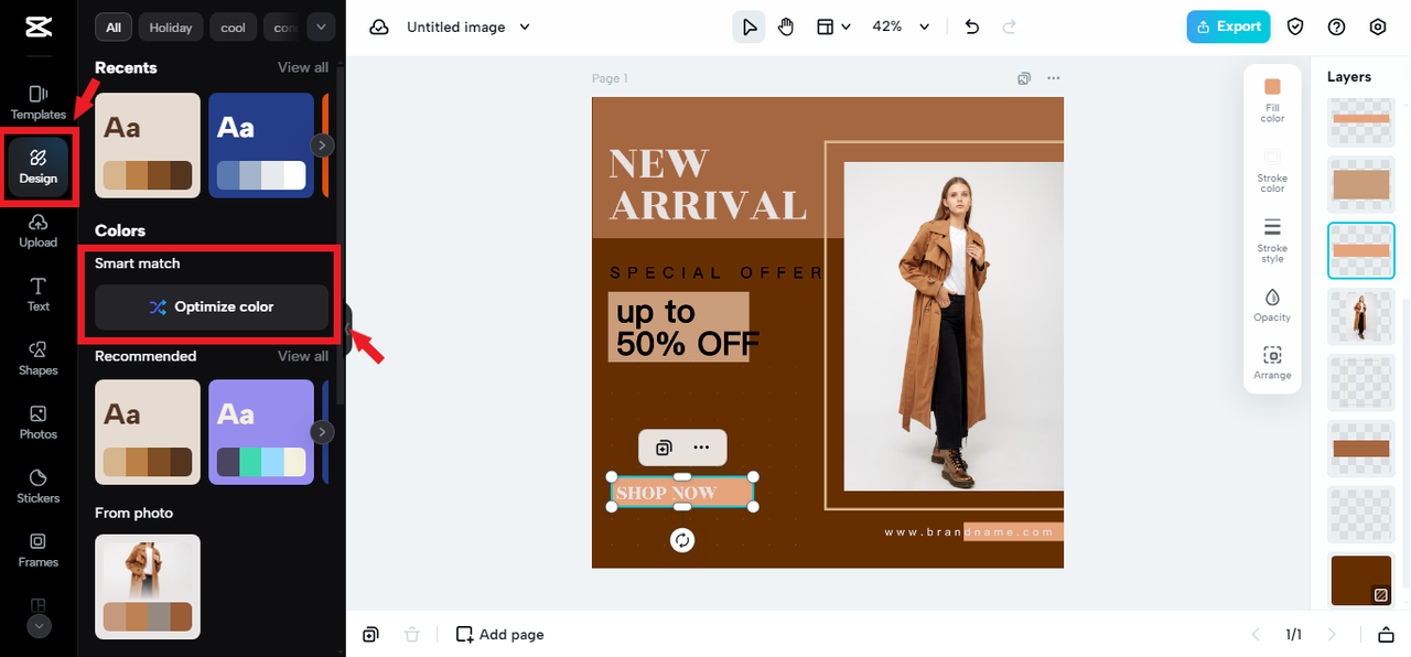 optimizing color for boho palette in CapCut online