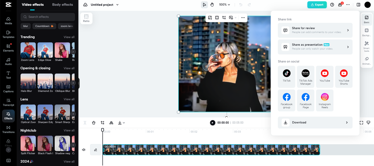 share photos and choose advanced export options