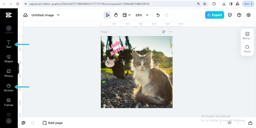 add text or stickers