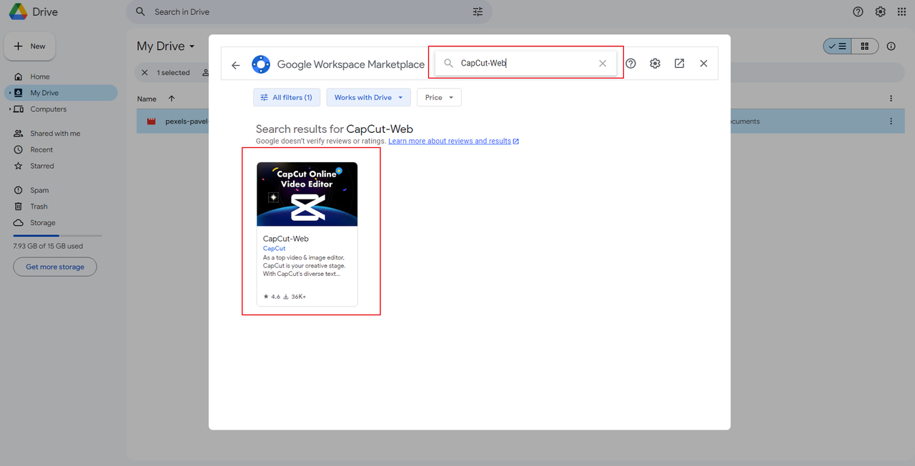 Integrate Google Drive video with CapCut web editor to change MKV to MP4 online