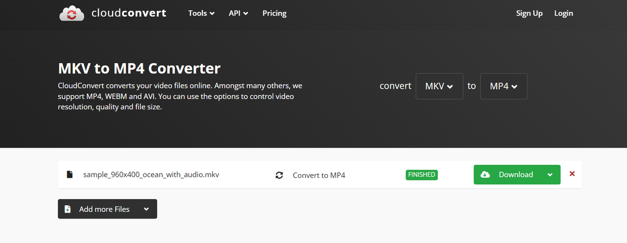 CloudConvert assists in transforming MKV to MP4 online