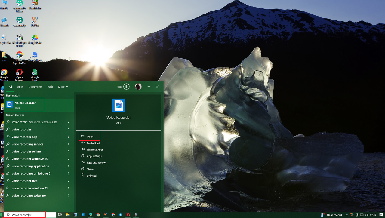 How to launch the built-in Windows audio capture app