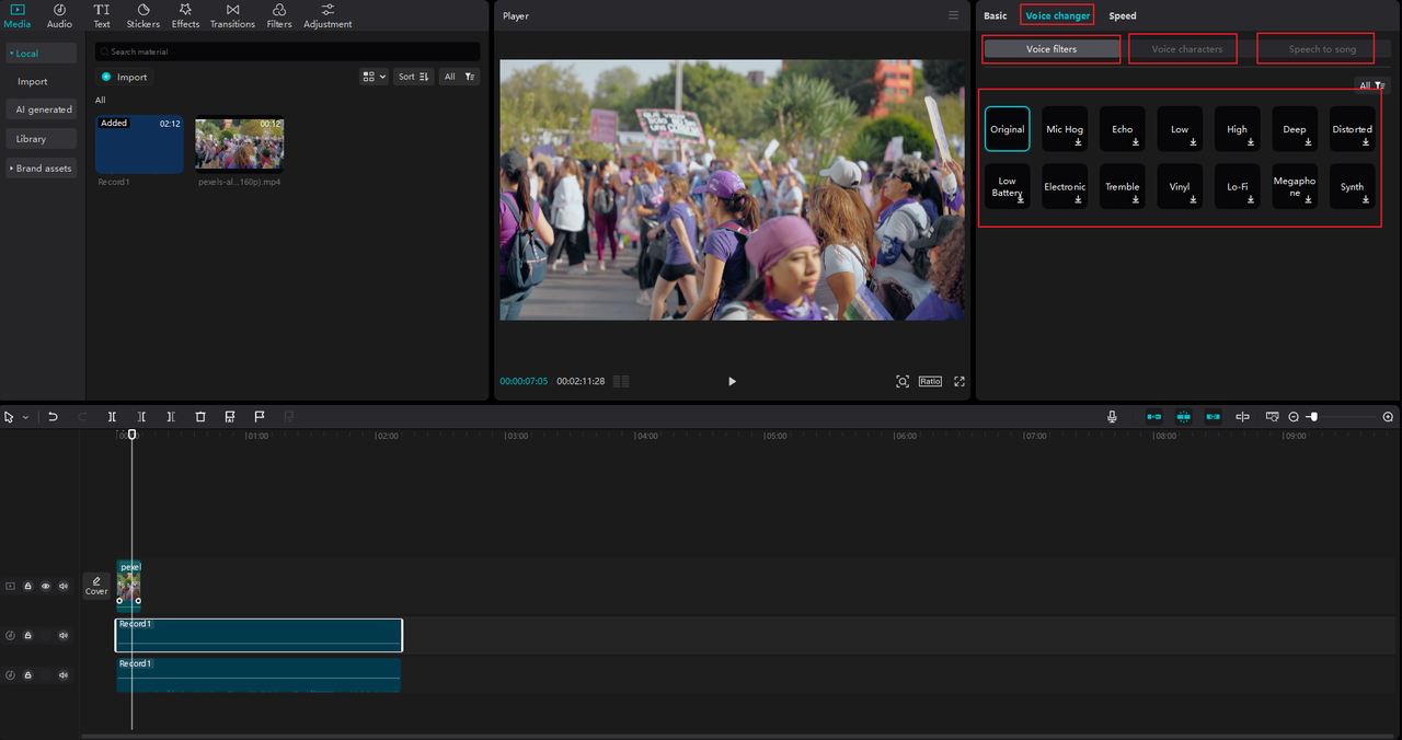Add voice changer effects on the CapCut desktop video editor and for Windows audio capture.
