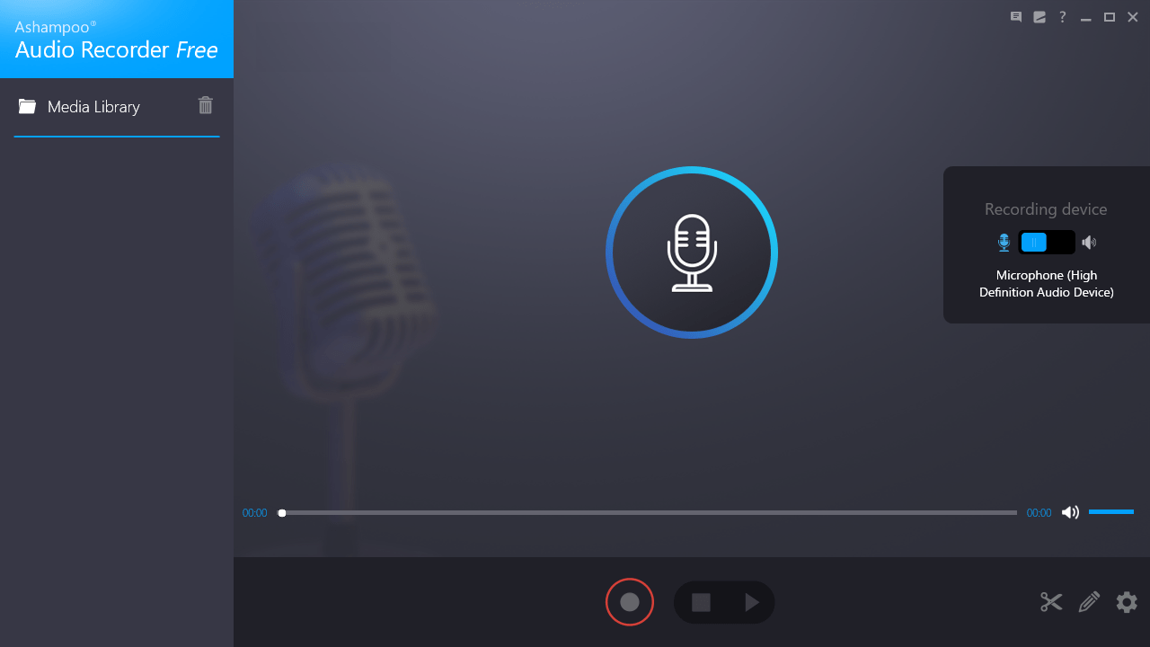 Ashampoo audio recording interface. 