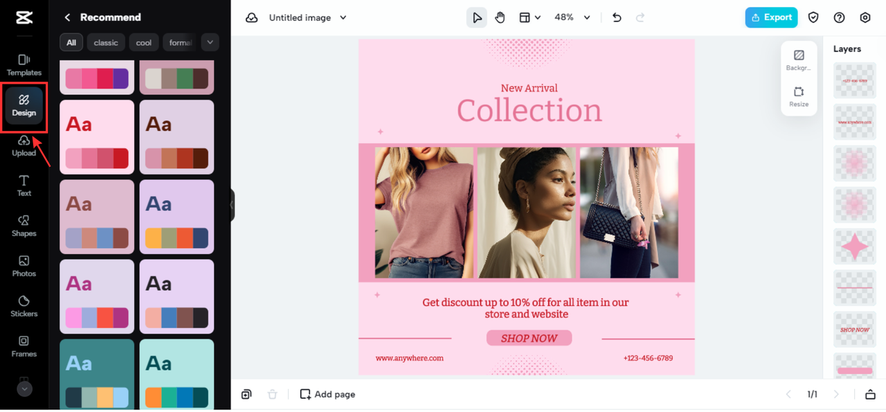 Different color palettes