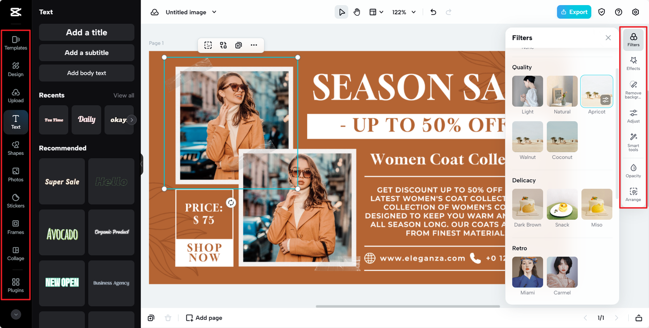 CapCut Online's media resource and editing interface 