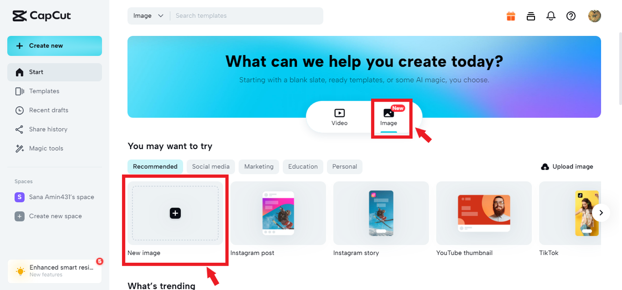 creating new Facebook ad post in CapCut Online