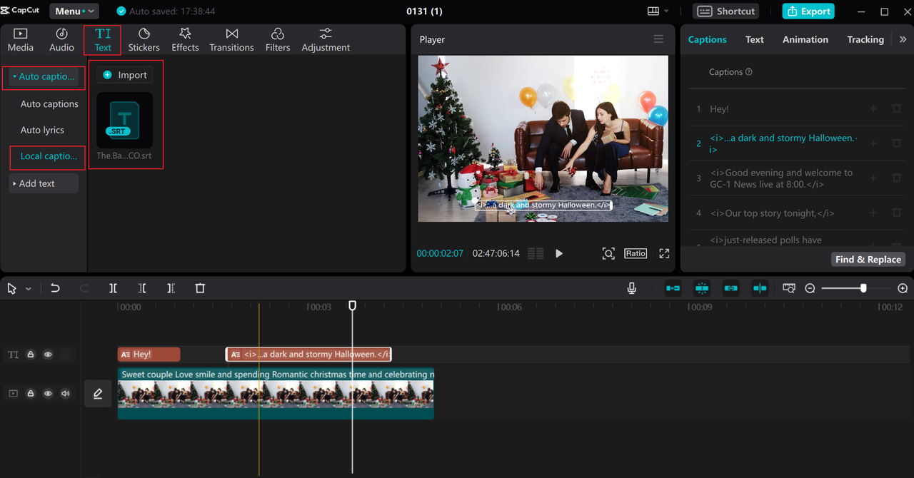 How to upload and add SRT file to MP4 on CapCut desktop video editor
