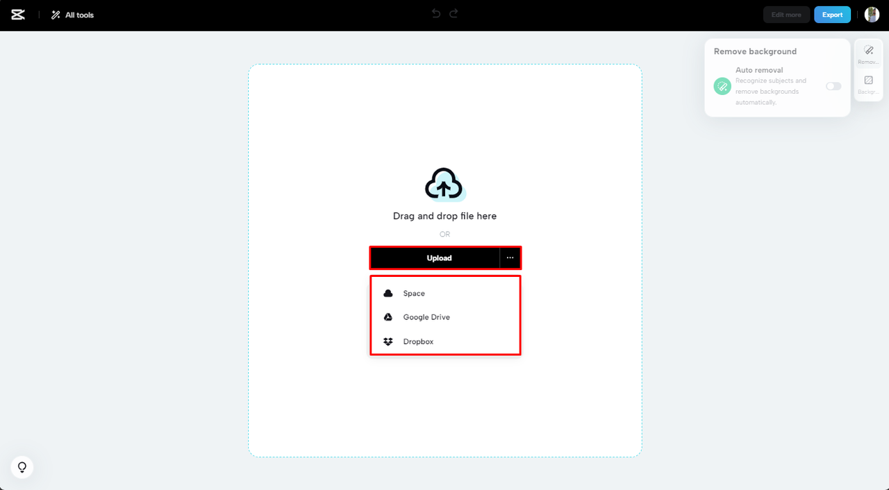 Upload your image to the CapCut cutout AI passport size photo maker