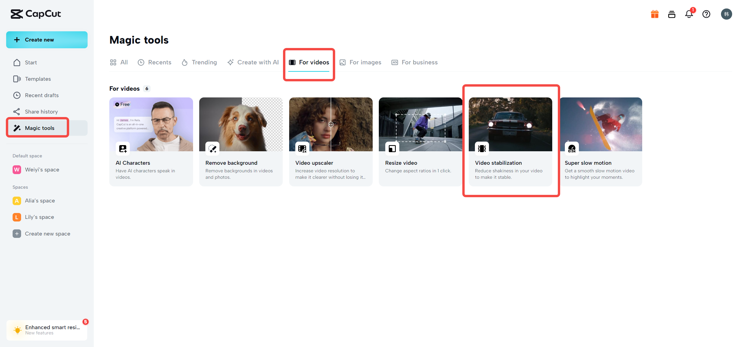 Use the video stabilizer tool
