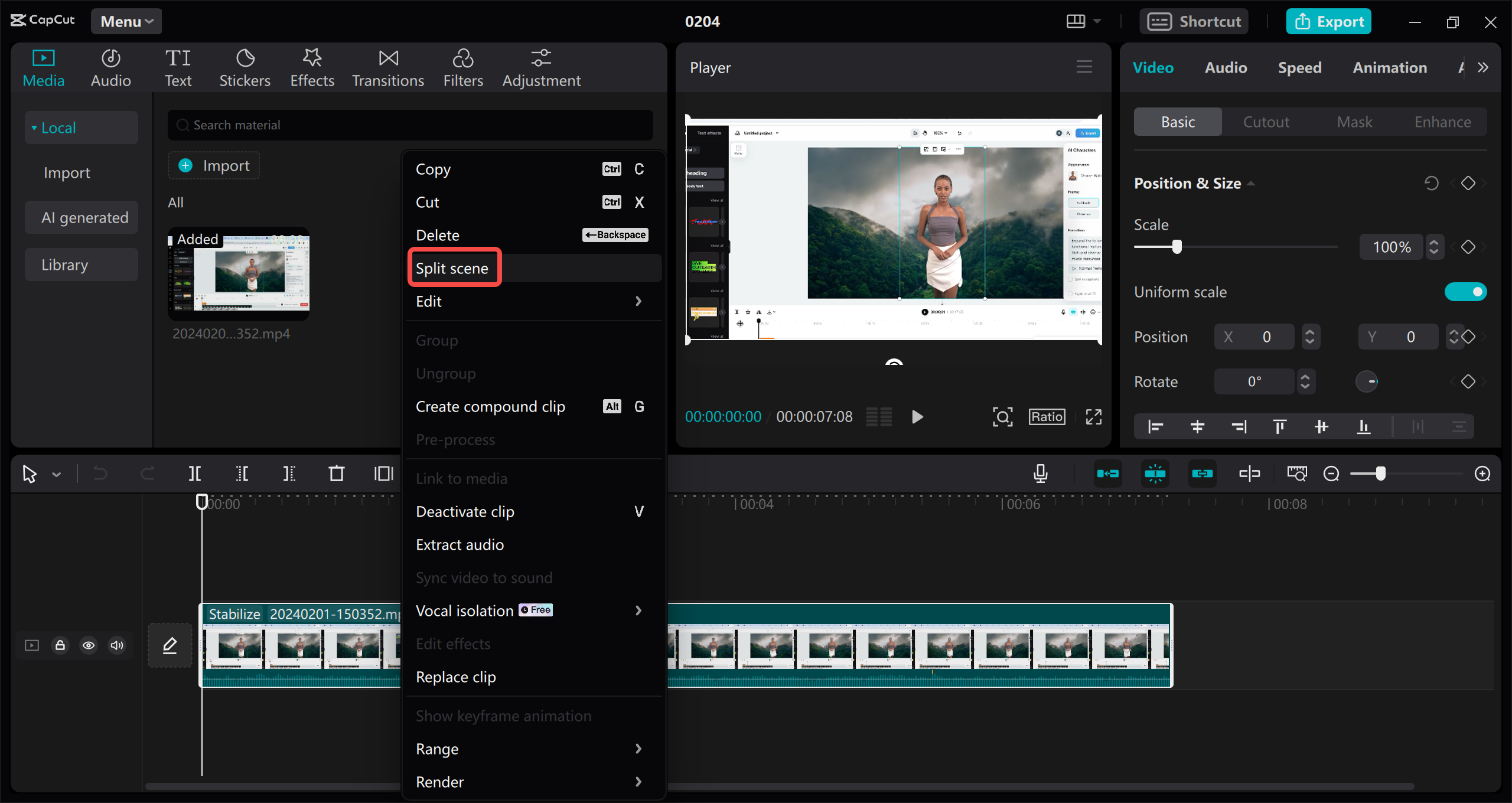 Split and edit video