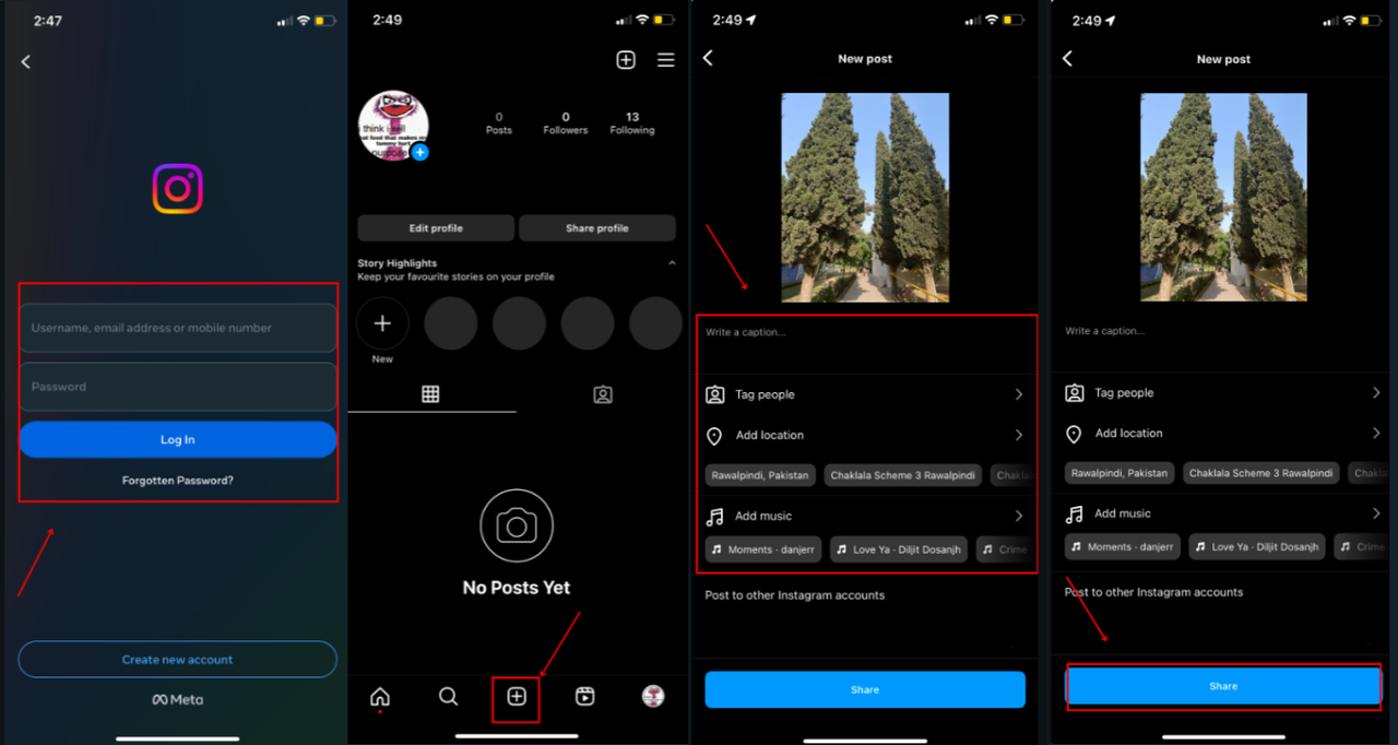 Create a post using Instagram