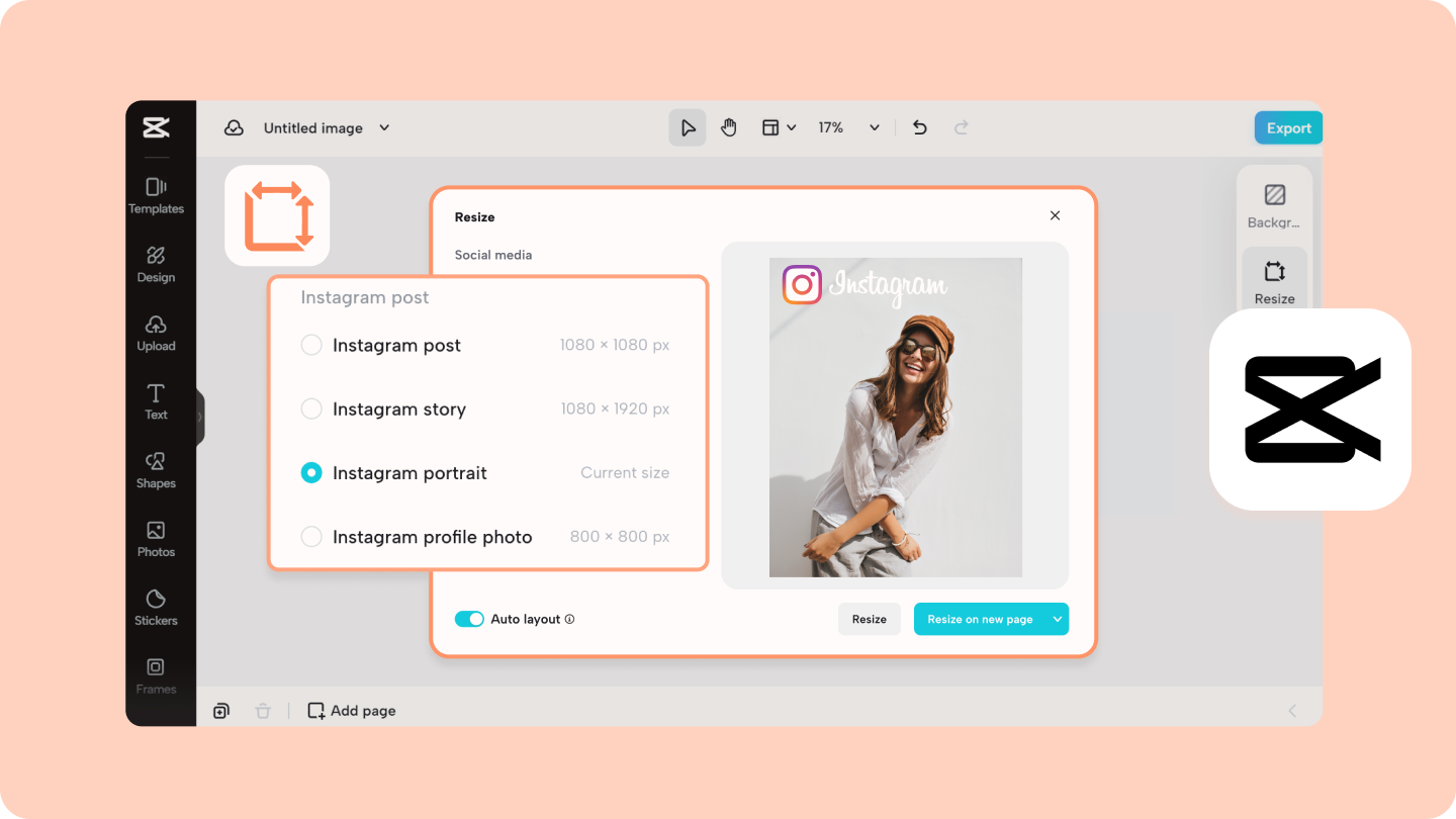 Ukuran potret Instagram