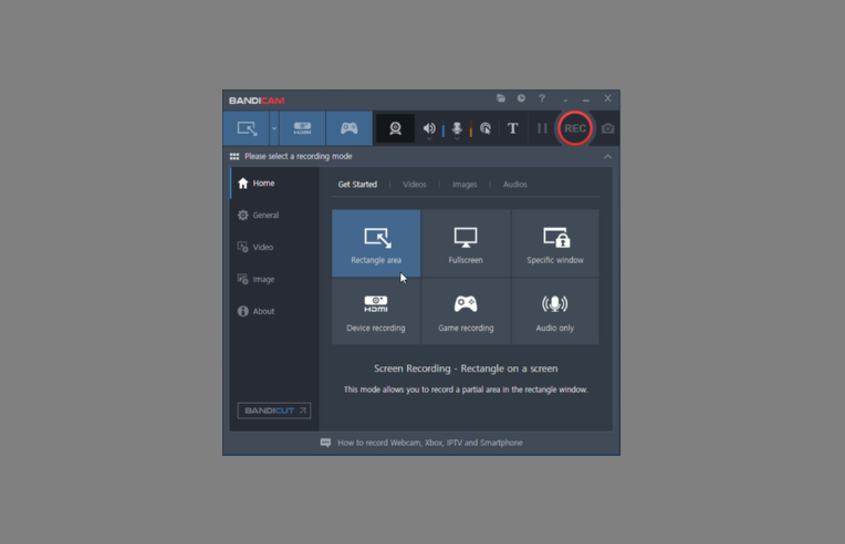 Bandicam audio recording interface
