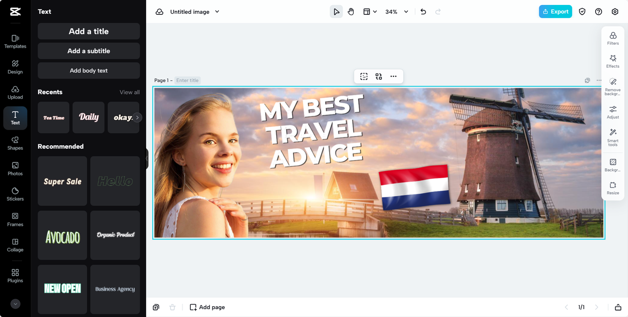 Making a unique IG banner with CapCut Online