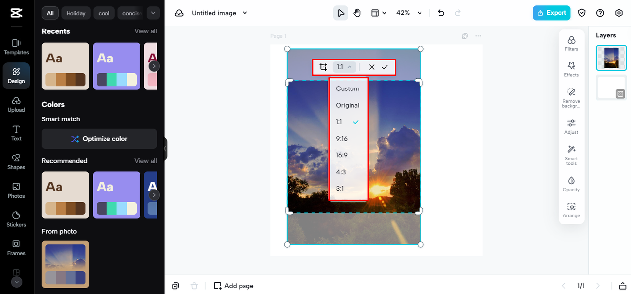 adjust the crop box to the desired area