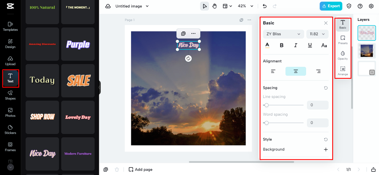 text and sticker integration