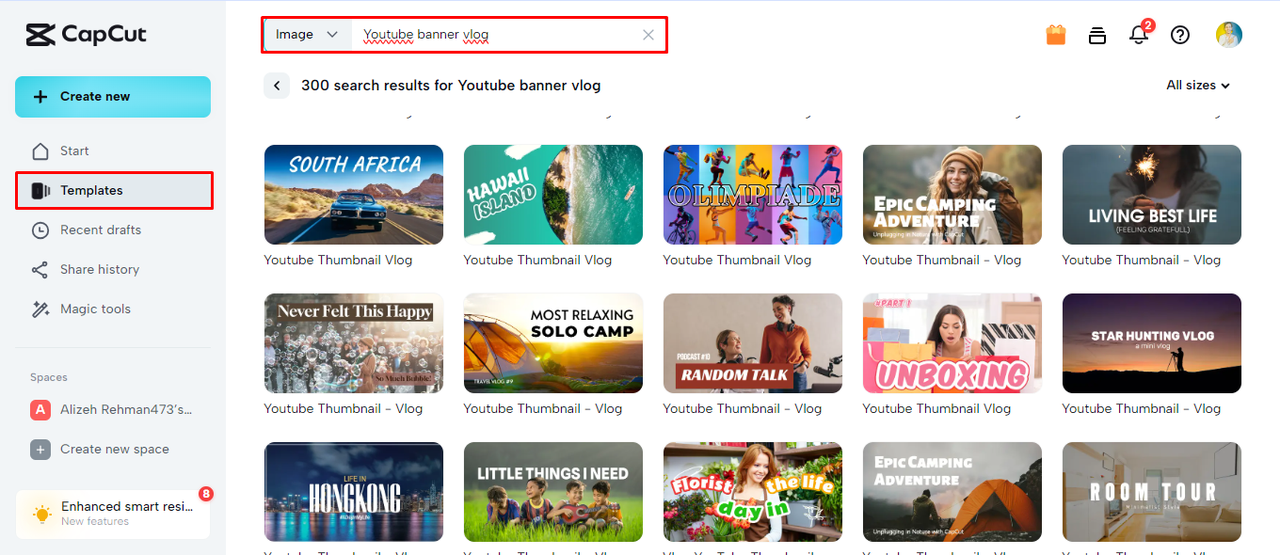 template search, CapCut PC