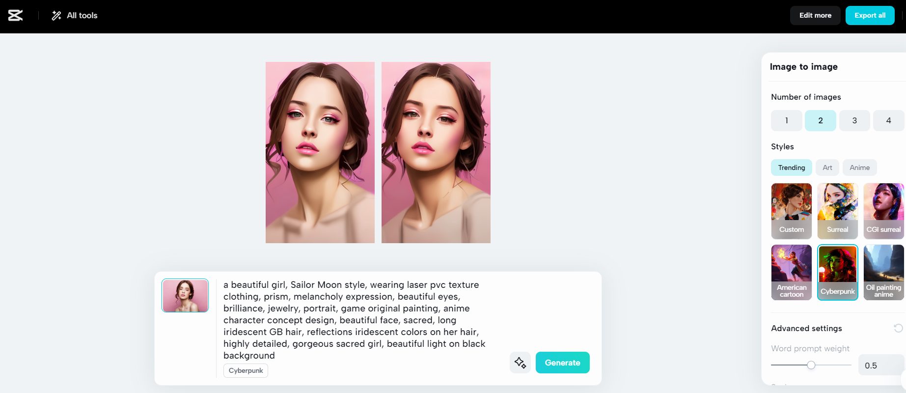 Customize and generate