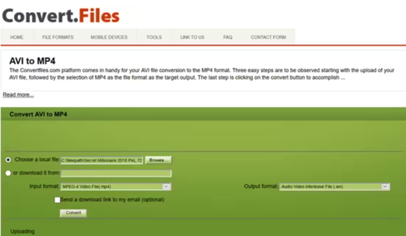 Convert. Files AVI to MP4 Converter