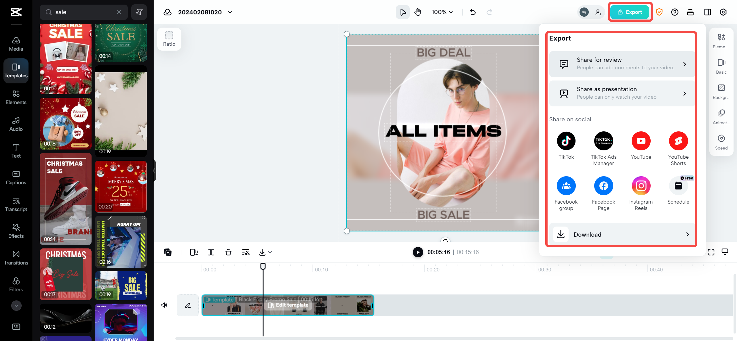 Export and share