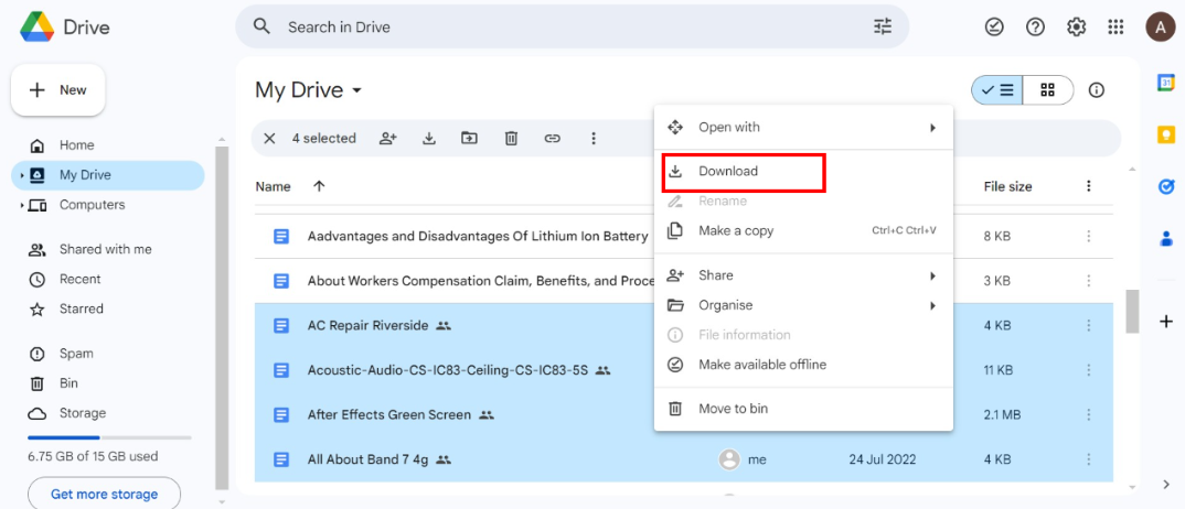 How to download multiple Google Drive files\PDF at once?