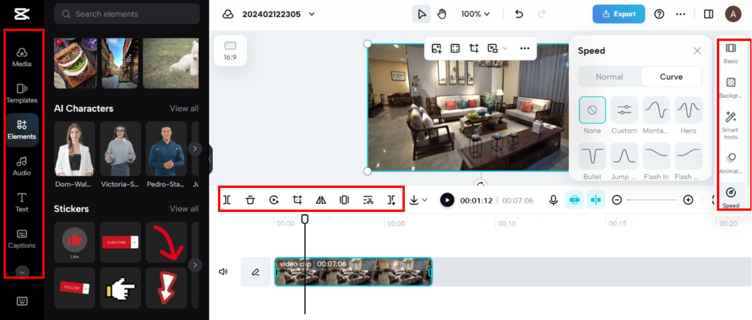 Edit the video or start with a template 