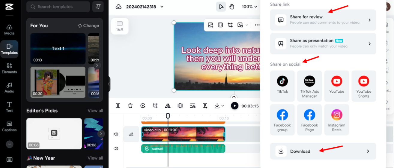 Save or share the video