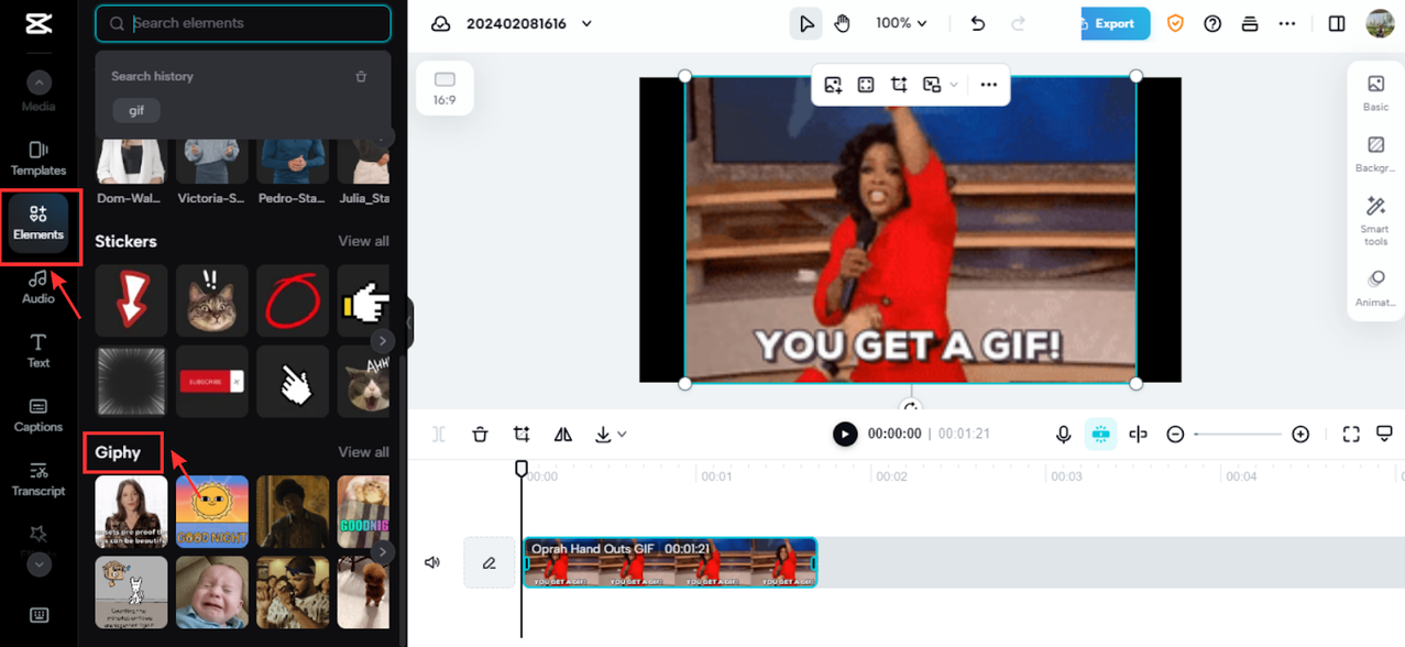 Pick a Giphy element