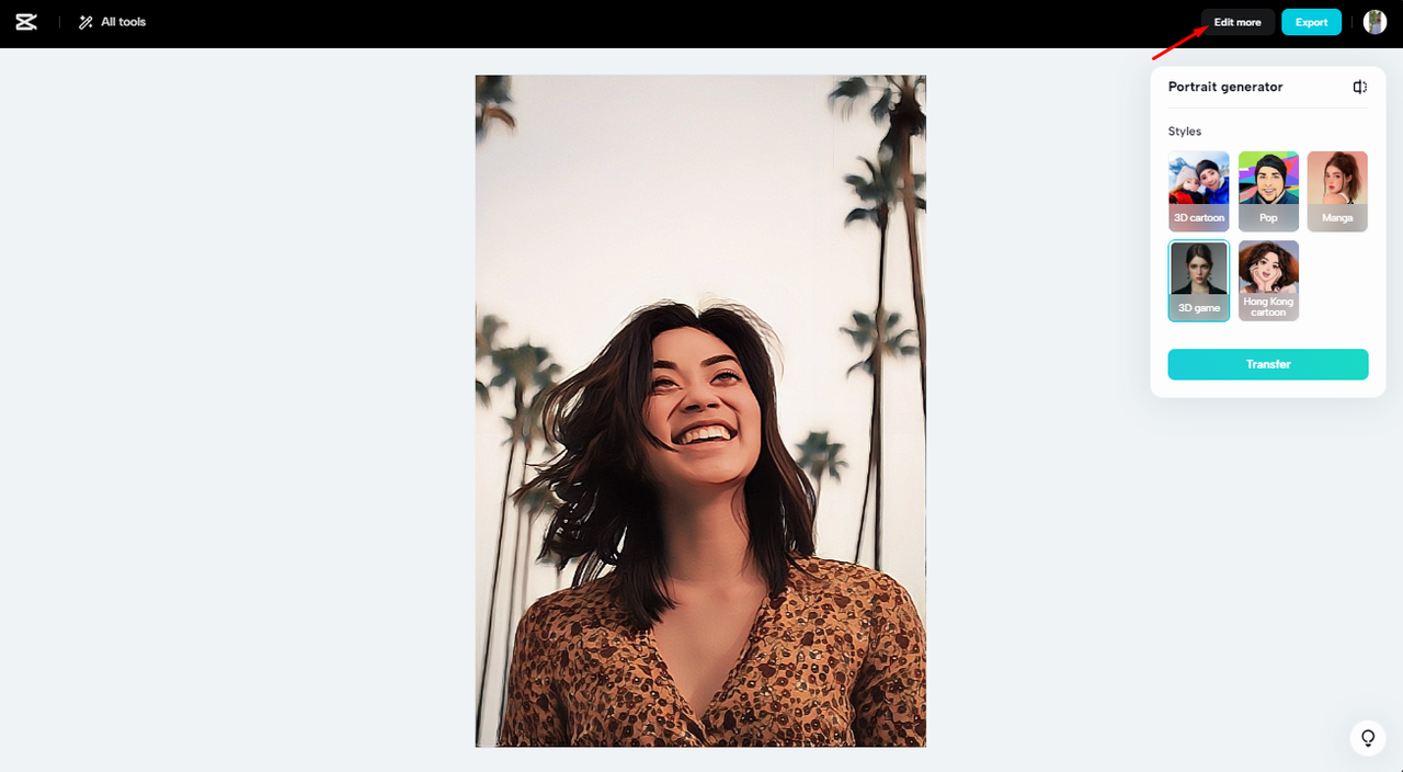 Edit further after the portrait is generated 