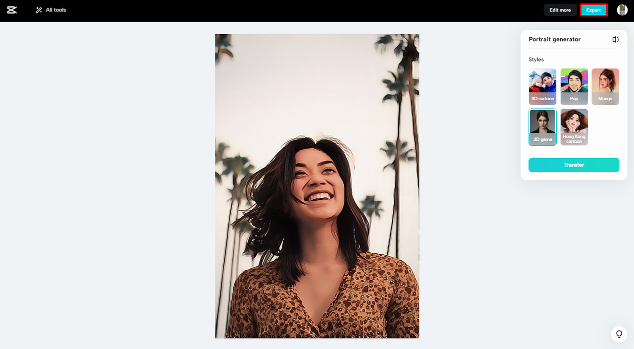 Export your portrait after generating