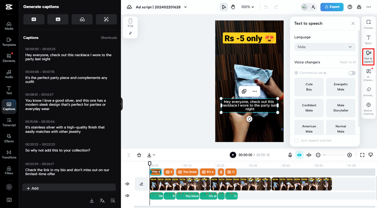 Change voiceover type