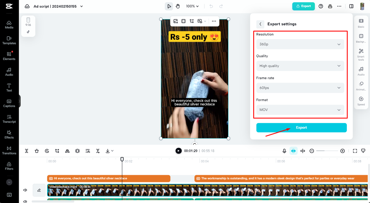 Export to local storage 