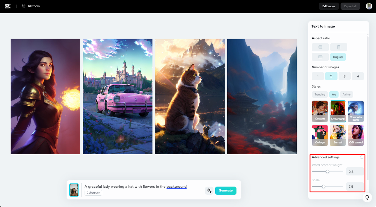 Tweak with the advanced settings 