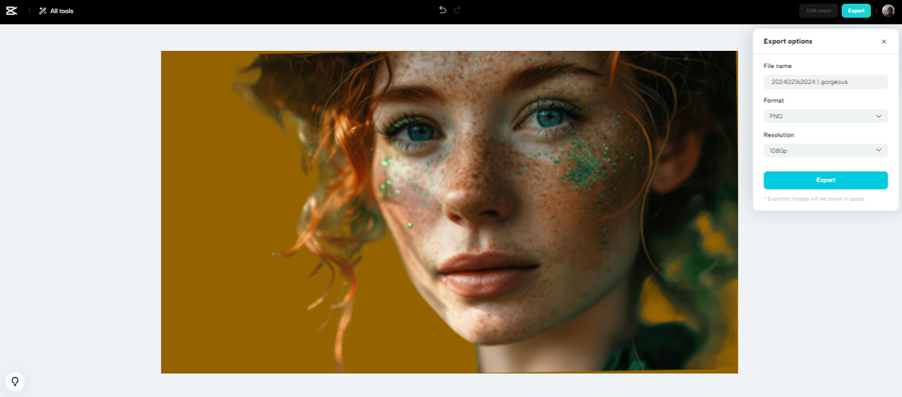 Export no background photo in CapCut cutout