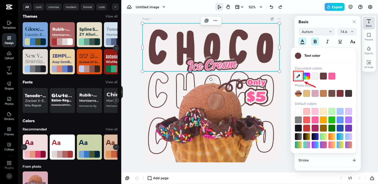 Color picker for ice cream logo cnsistency
