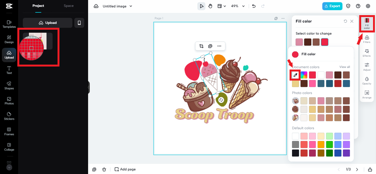 using color picker tool in CapCut Online
